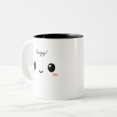 “Heyy!” Cute Face Two-Tone Cofee Mug Tweekleurige Koffiemok (Voorkant links)