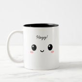 “Heyy!” Cute Face Two-Tone Cofee Mug Tweekleurige Koffiemok (Links)