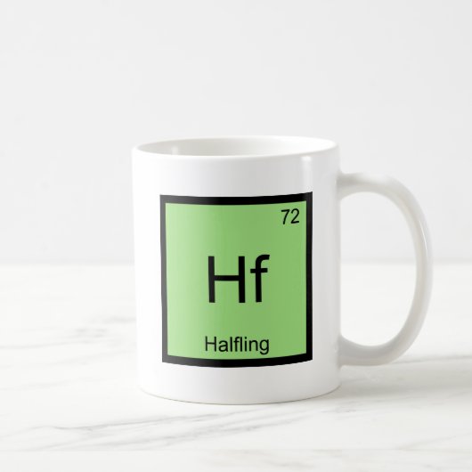 Hf - Halfling Grappige Chemie Element Symbool T-sh Koffiemok (Rechts)