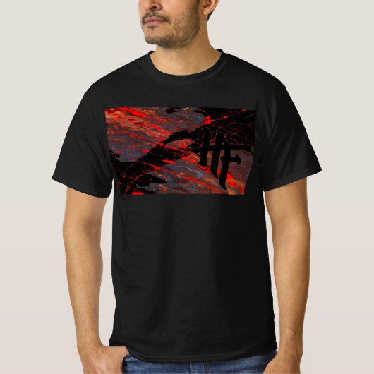 HF-logo geplaatst op drip art-achtergrond T-shirt (Voorkant)
