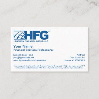 HFG Financial Services Professional Visitekaartje