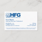 HFG Financial Services Professional Visitekaartje (Voorkant)