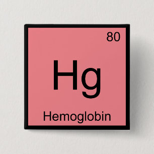 Hg - Hemoglobine Chemistry Element Symbool Bloed T Vierkante Button 5,1 Cm