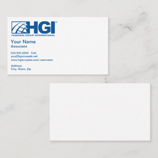 HGI Associate Visitekaartje (Voorkant / Achterkant)