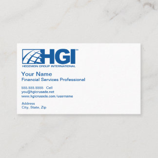 HGI Financial Services Professional Visitekaartje