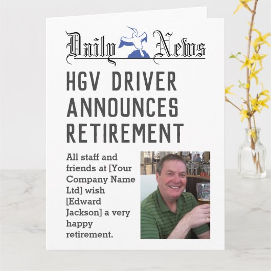 HGV Driver Retirement Kaart te personaliseren (Gele Bloem)