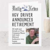 HGV Driver Retirement Kaart te personaliseren (Voorkant)