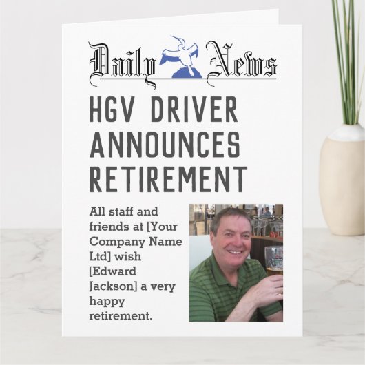 HGV Driver Retirement Kaart te personaliseren (Voorkant)
