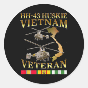 Hh 43 Huskie Helikopter Vietnam Veteraan Hh-43 Vie Ronde Sticker