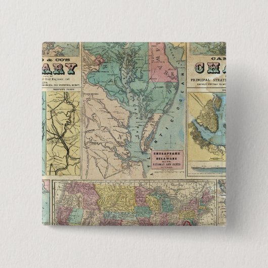 HH Lloyd Campaign-militaire kaarten Vierkante Button 5,1 Cm (Voorkant)