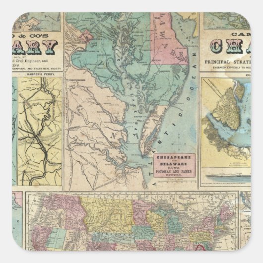 HH Lloyd Campaign-militaire kaarten Vierkante Sticker (Voorkant)