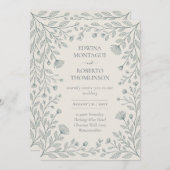 HHS Blauwe Bloem Botanisch Lijstframe Elegante Tro Kaart (Voorkant / Achterkant)