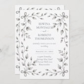 HHS Botanisch blad en lint handgetekende trouwdag Kaart (Voorkant / Achterkant)