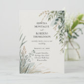 HHS Greenery Botanische Aquarel Elegant Trouwen Kaart (Staand voorkant)