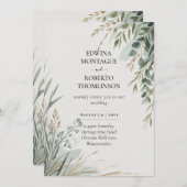 HHS Greenery Botanische Aquarel Elegant Trouwen Kaart (Voorkant / Achterkant)