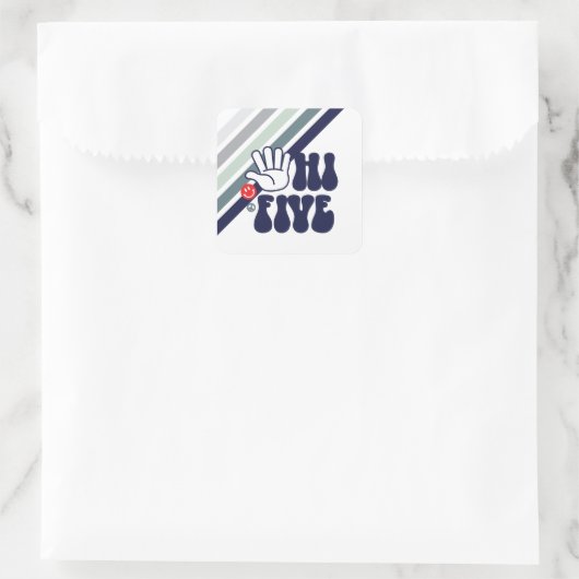 HI 5Retrostreep Vierkante Sticker (Tas)