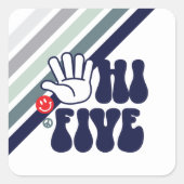 HI 5Retrostreep Vierkante Sticker (Voorkant)