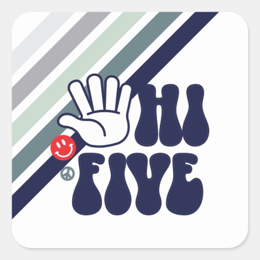 HI 5Retrostreep Vierkante Sticker (Voorkant)
