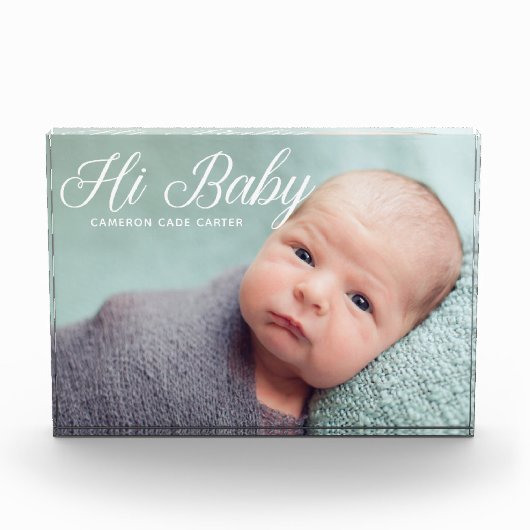 Hi Baby Chic Geboorteaankondiging Keepsake Fotoblokken (Voorkant)