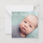 Hi Baby Foto Chic White Script Birth Notice Notitiekaartje (Voorkant)