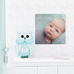 Hi Baby Foto Chic Wit Script Geboortestatistieken Imitatie Canvas Print<br><div class="desc">Chique witte typografie overlay van Hi Baby en uw mooie pasgeboren fotografie op deze eenvoudige kleine foto geboorte aankondiging faux canvas print. Perfecte genderneutrale fotosjabloon voor een babyjongen of meisje op deze mooie minimalistische wanddecoratie voor een kinderdagverblijf.</div>
