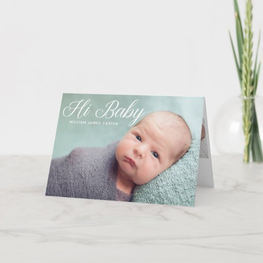 Hi Baby Foto Elegant Simple Chic Newborn Aankondiging (Voorkant)