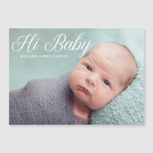 Hi Baby Foto Elegant Typography Newborn Magnet (Voorkant)