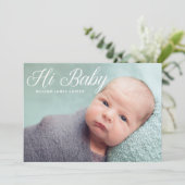 Hi Baby Photo Mint Elegant Eenvoudige Typografie G Aankondiging (Staand voorkant)