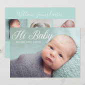 Hi Baby Photo Mint Elegant Eenvoudige Typografie G Aankondiging (Voorkant / Achterkant)