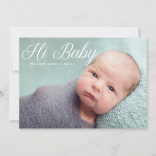 Hi Baby Photo Mint Elegant Eenvoudige Typografie G Aankondiging