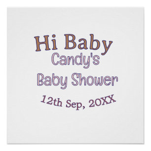 hi baby shower blauw naam datum maron modern trend perfect poster