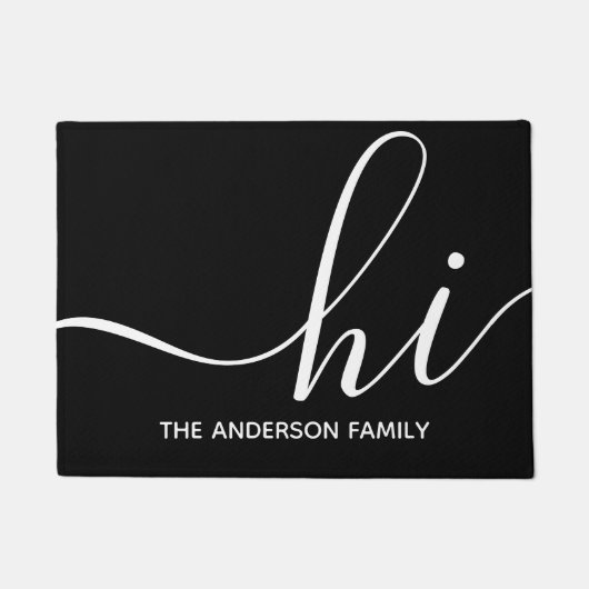 Hi Calligraphy Script Modern Black Personalized Deurmat (Voorkant)
