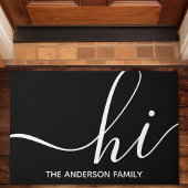 Hi Calligraphy Script Modern Black Personalized Deurmat