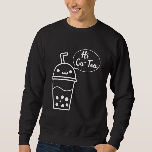 Hi Cu Tea Boba Tea Cup Winking Bubble Milk Tea Pun Trui (Voorkant)
