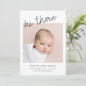 hi daar Casual Manuscript Baby Foto Collage Birth Aankondiging (Staand voorkant)