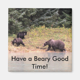 Hi-def Foto van Moeder Grizzly en 2 Cubs Magneet