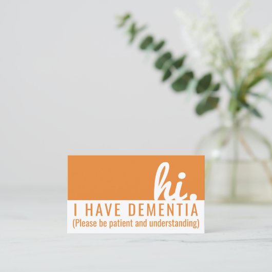 Hi Dementie en Alzheimer Patience PVC Badge Visitekaartje (Staand voorkant)