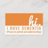 Hi Dementie en Alzheimer Patience PVC Badge Visitekaartje (Voorkant)