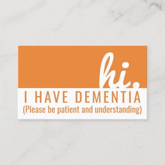 Hi Dementie en Alzheimer Patience PVC Badge Visitekaartje (Voorkant)