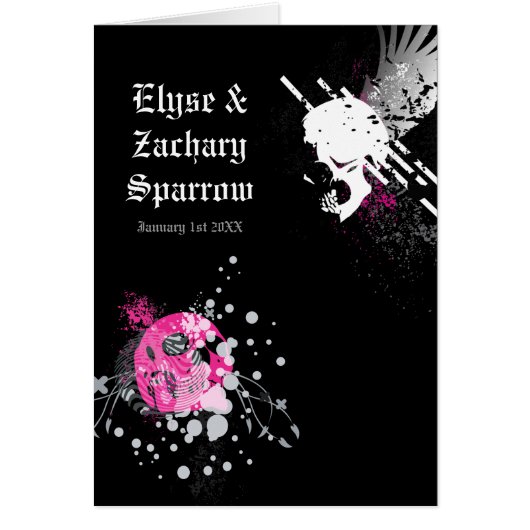 hi-fi pirate skulls trouwuitnodigingen (Voorkant)