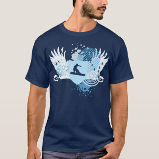 hi-fi snowboarding. in blauw getraceerd. t-shirt