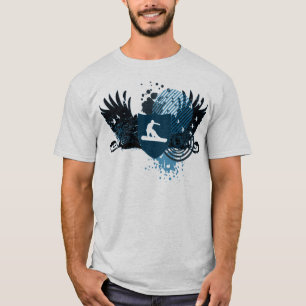 hi-fi snowboarding. in blauw getraceerd. t-shirt
