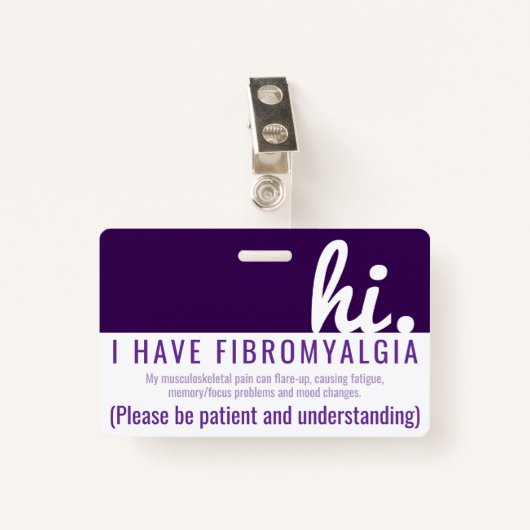 Hi Fibromyalgie Patience PVC Badge (Voorkant met clip)