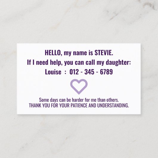 Hi Fibromyalgie Patience PVC Badge Visitekaartje (Achterkant)