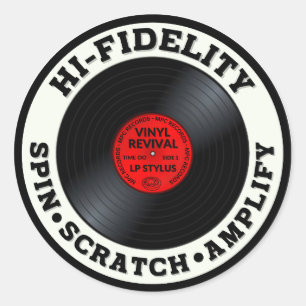 HI-FIDELITY Spin, Krassen en versterken Ronde Sticker