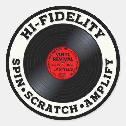 HI-FIDELITY Spin, Krassen en versterken Ronde Sticker (Voorkant)