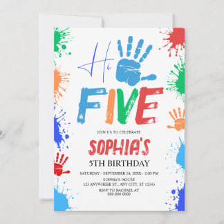 Hi-five High Five 5th Birthday Invitation Kaart
