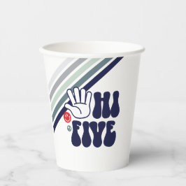 HI FIVE Retro Streep blauw Papieren Bekers