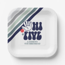 HI FIVE Retro streep Papieren borden Bordje