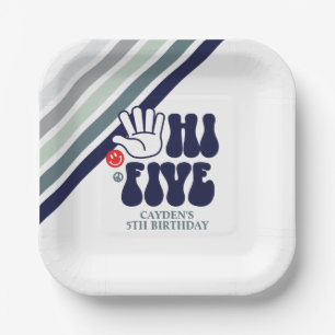 HI FIVE Retro streep Papieren borden Bordje